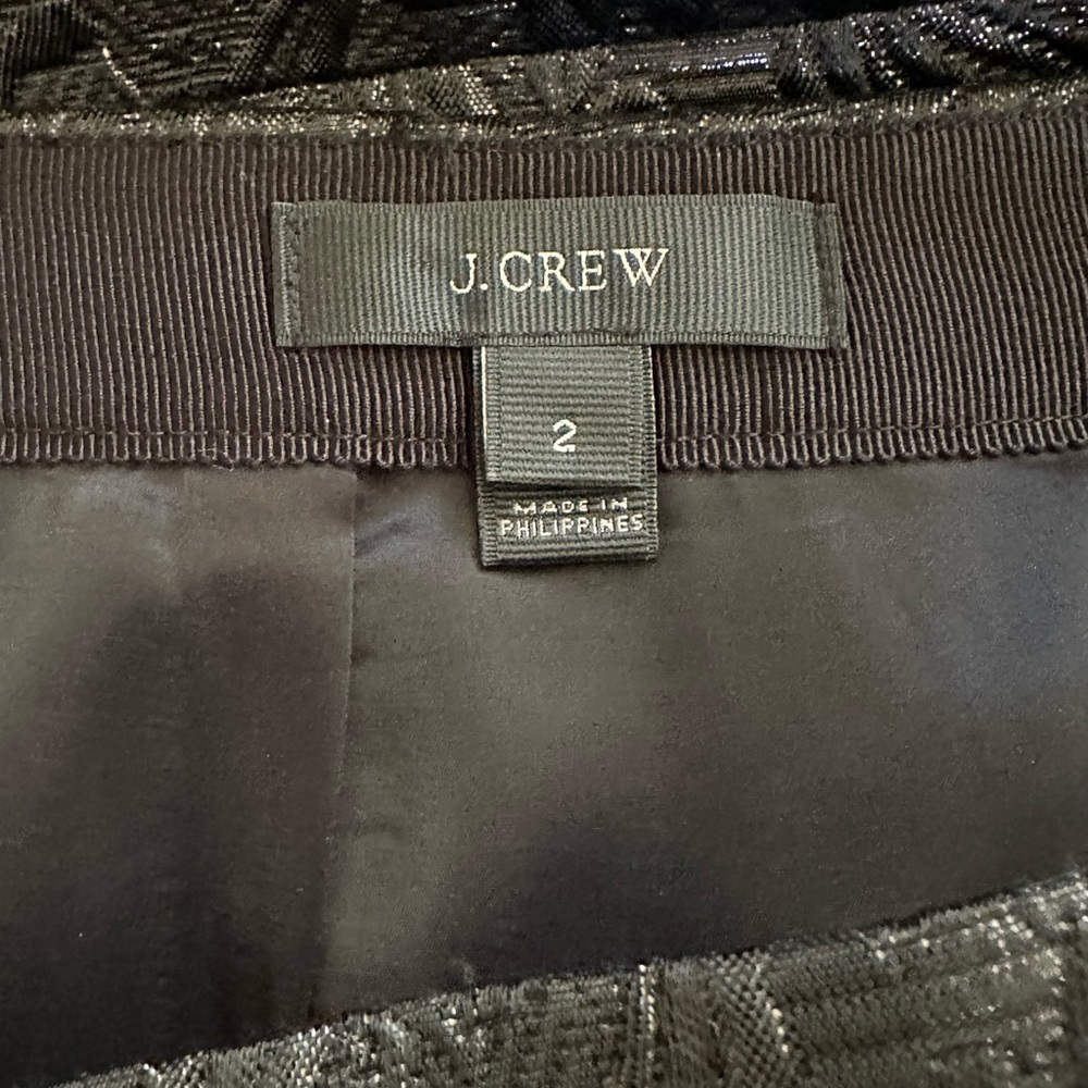 J. Crew jacquard print black faux wrap mini skirt size 2 - Picture 4 of 6